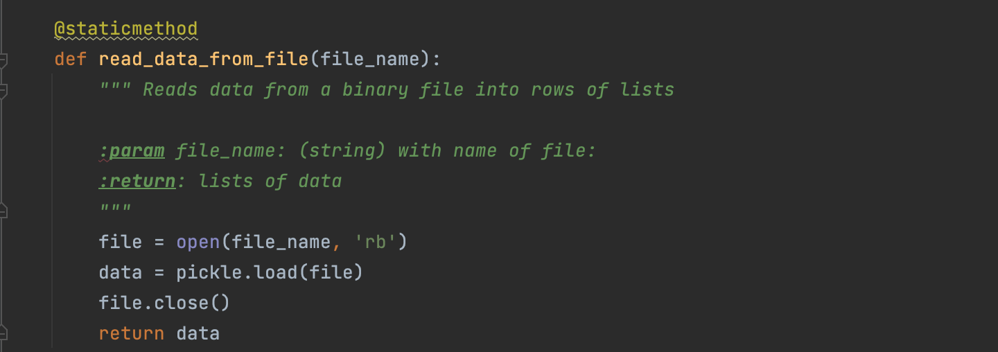 use of pickle.load() function