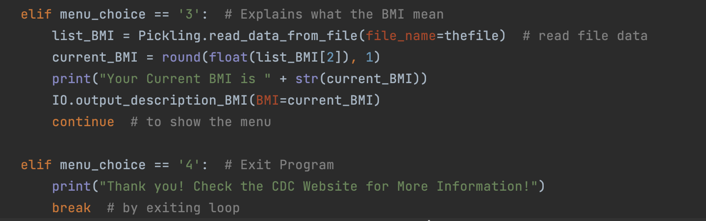 main – the rest of the code