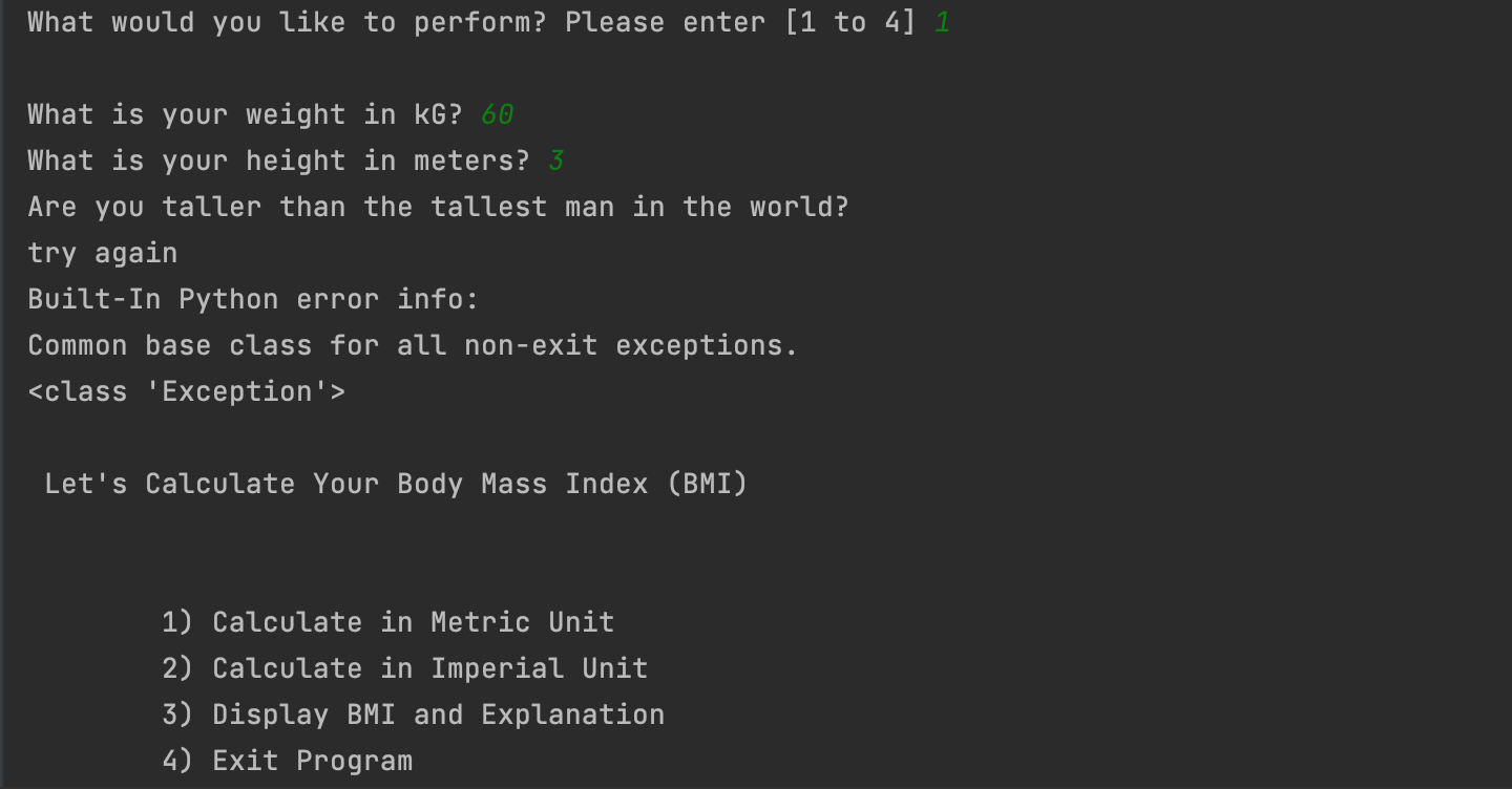 exception handled